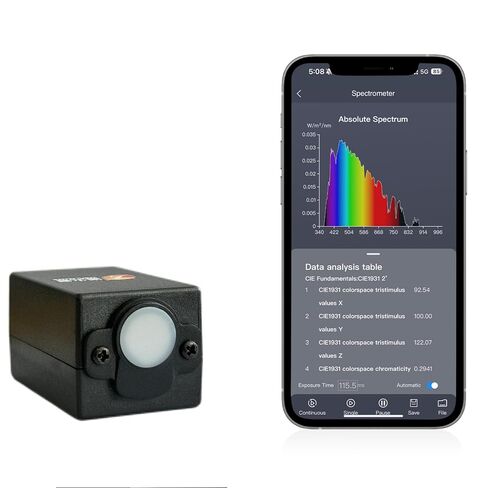 Lab Analytical Equipment Handheld Portable Wavelength 340-1000nm Spectrometer Test Spectrum CCT CRI LUX Plant Grow Light LED Measurement PPFD PAR Meter Blue Light with Mobile APP and PC Software in Kuwait