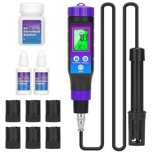 Smart Dissolved Oxygen Meter with 3.6ft Probe Cable, Portable DO Meter with Electrolyte Solution, Digital Dissolved Oxygen Test kit for Aquarium, Aquaculture, Hydroponics, Brewing, Fish Tank in Kuwait