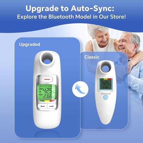 Digital Peak Flow Meter, Home Lung Monitor for Adults & Kids 4+ | PEF and FEV1 Measurement, Lung Health Monitor, Home Use, Manual Data Tracking in Kuwait