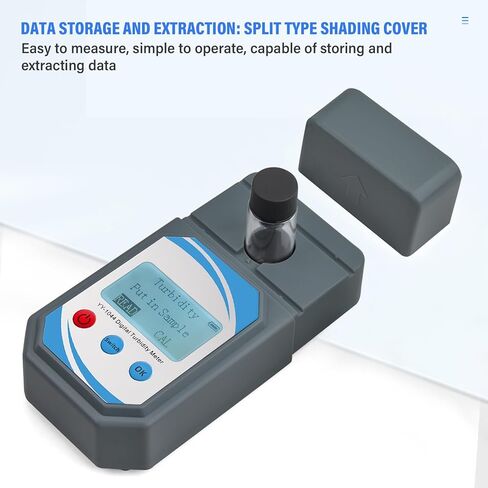 مقياس التعكر الرقمي، نطاق القياس 0-1000 NTU، متوافق مع شهادة ISO 7027، جهاز اختبار جودة المياه للحقل والمختبر، مقياس التعكر المحمول المحمول لاختبار المياه مع حقيبة حمل in Kuwait