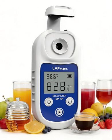 نطاق مقياس الانكسار الرقمي 0-55 BM101 Brix مقياس انكسار ± 0.2% دقة مع ATC، IP65 Brix متر للعصير وصنع النبيذ والقهوة in Saudi Arabia