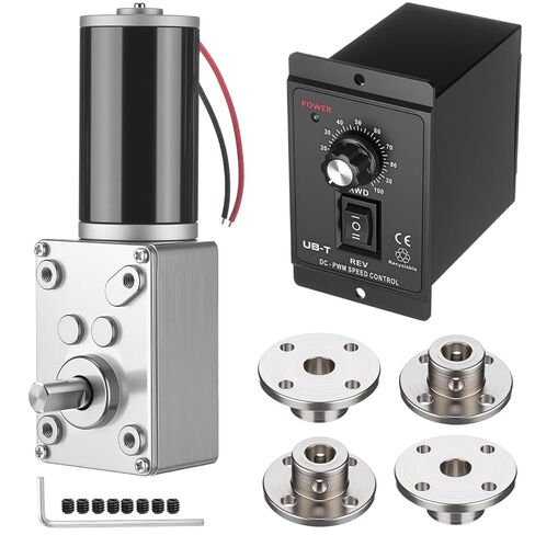 Sabary 6 Piece 12v 12rpm Dc Worm Gear Motor Kit with 20a Pwm Speed Controller for Forward and Reverse Control, High Torque Self-Locking Motor for DIY Automation, Robotics in Kuwait