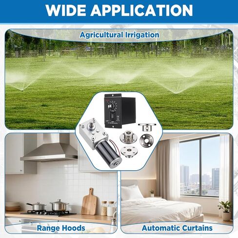 Sabary 6 Piece 12v 12rpm Dc Worm Gear Motor Kit with 20a Pwm Speed Controller for Forward and Reverse Control, High Torque Self-Locking Motor for DIY Automation, Robotics in Kuwait