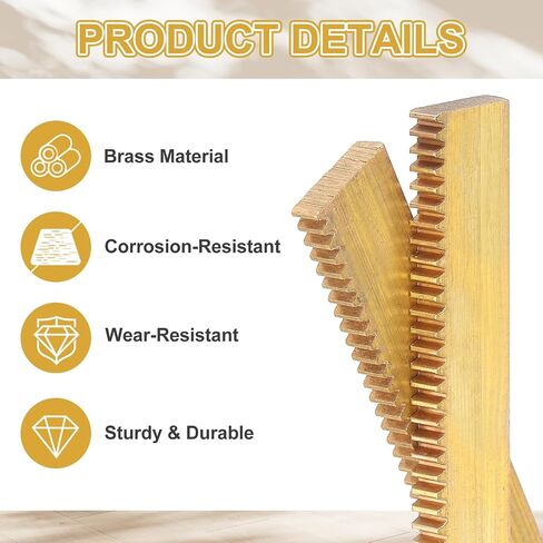 uxcell 2 Pcs Brass Gear Rack, 0.5 Module 100mm x 10mm x 3mm Heavy Duty Straight Linear Spur Rack for Machines Automotive in Kuwait