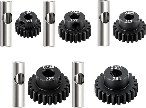 Hardened Steel 0.5 Mod 19T 20T 21T 22T 23T Pinion Gear 3.175mm Bore with 2.3mm Adapter Shaft for Arrma 1/14 Typhon 1/16 Mojave 1/18 Granite Grom Losi 1/12 Motor Gear in Kuwait