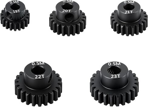 Hardened Steel 0.5 Mod 19T 20T 21T 22T 23T Pinion Gear 3.175mm Bore with 2.3mm Adapter Shaft for Arrma 1/14 Typhon 1/16 Mojave 1/18 Granite Grom Losi 1/12 Motor Gear in Kuwait