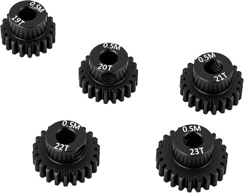Hardened Steel 0.5 Mod 19T 20T 21T 22T 23T Pinion Gear 3.175mm Bore with 2.3mm Adapter Shaft for Arrma 1/14 Typhon 1/16 Mojave 1/18 Granite Grom Losi 1/12 Motor Gear in Kuwait
