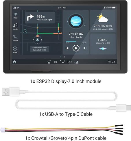 ELECROW ESP32 Display 800×480, 7 Inch HMI Basic ESP32 RGB TFT LCD Touch Screen with Acrylic Case, 32-Bit LX7 Dual-Core Processor, Up to 240MHz, Compatible with Arduino, LVGL, PlatformIO, MicroPython in Saudi Arabia