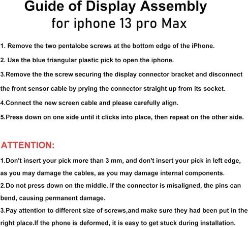 LL TRADER Screen Replacement for iPhone 13 Pro Max 6.7" LCD Retina FHD Display COF Touch Screen Digitizer with Repair Tool Kits, Waterproof Tape, Screen Protector (Truetone programable) new for USA in Saudi Arabia