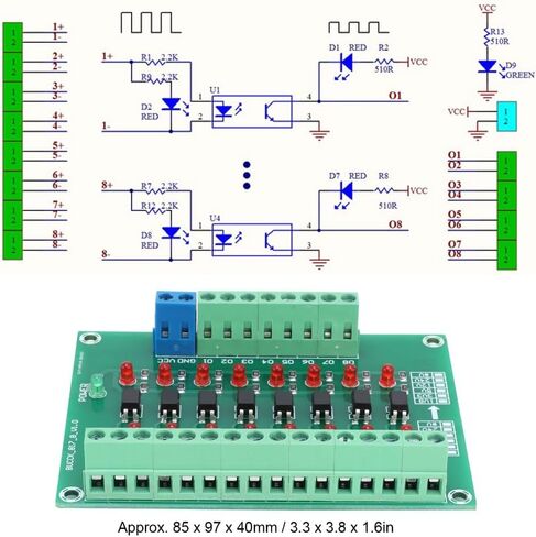 Optical Isolation Module 8 Channel 12V to 3.3V Converter – 20KHZ Signal Conversion Board for PLC, Differential Input NPN PNP Level Shifting in Saudi Arabia