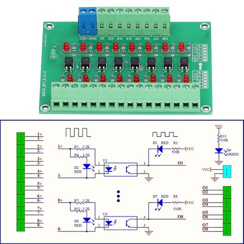 Optocoupler Isolation Board, 24V to 3.3V 8-Channel Optical Isolation Module, Optocoupler PLC Signal Converter Board in Saudi Arabia