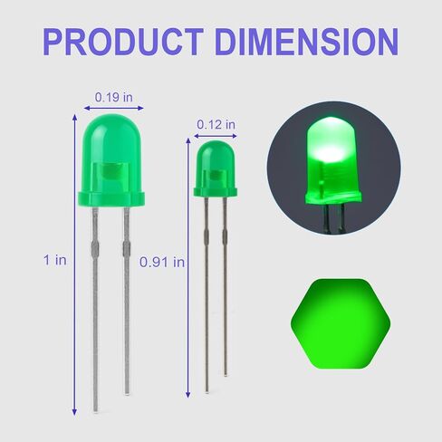 300 Pcs 3mm & 5mm LED Diode Assortment Kit - 5 Colors (White/Red/Blue/Green/Yellow) Bright Light Emitting Diodes for DIY Electronics, Arduino, Raspberry Pi, and Science Projects (5 Colors 300 Pcs) in Saudi Arabia