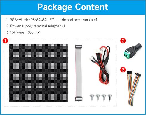 4096 64×64 RGB Full-Color LED Matrix Panel, 3mm Pitch Display Screen Compatible with Raspberry Pi 5/4B/Zero 2W/Zero/Pico 2W /Pico 2W, ESP32, Support Adjustable Brightness, Chainable in Kuwait