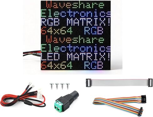لوحة مصفوفة LED بالألوان الكاملة 4096 RGB، مسافة 2.5 مم، 64 × 64 بكسل، متوافقة مع Raspberry Pi 5/4B/Zero 2W/Zero/Pico 2W / ESP32، تدعم السطوع القابل للتعديل، قابلة للتسلسل، عرض النص، الرسوم المتحركة in Kuwait