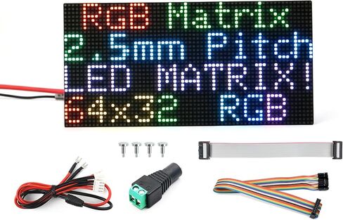 لوحة مصفوفة LED بالألوان الكاملة 2048 RGB، مسافة 2.5 مم، 64 × 32 بكسل، متوافقة مع Raspberry Pi/Pico 2W/ Ardu / ESP32، تدعم السطوع القابل للتعديل، قابلة للتسلسل، عرض النص، الرسوم المتحركة in Kuwait
