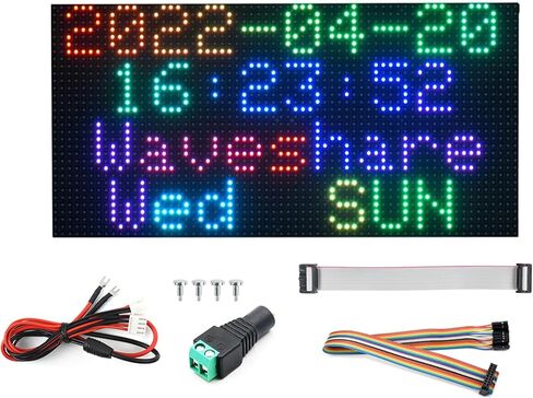 لوحة مصفوفة LED بالألوان الكاملة 2048 RGB، درجة 4 مم، 64 × 32 بكسل، متوافقة مع Raspberry Pi 5/4B/Zero 2W/Zero/Pico 2W /Pico، تدعم السطوع القابل للتعديل، قابلة للتسلسل، عرض النص، الرسوم المتحركة in Kuwait