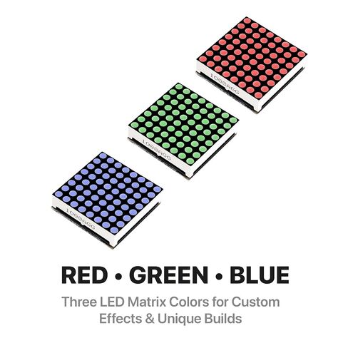 Lonely Binary 3-Pack 8x8 LED Matrix MAX7219 3-Color لـ Arduino وESP32 | وحدات حمراء وخضراء وزرقاء + حافظات مطبوعة ثلاثية الأبعاد؛ SPI 5-pin، متتالي؛ سطوع 16 مستوى؛ بيكو، STM32؛ تمرير النص والألعاب in Kuwait