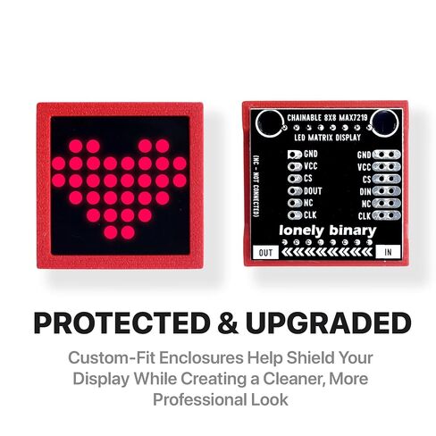 Lonely Binary 3-Pack 8x8 LED Matrix MAX7219 3-Color لـ Arduino وESP32 | وحدات حمراء وخضراء وزرقاء + حافظات مطبوعة ثلاثية الأبعاد؛ SPI 5-pin، متتالي؛ سطوع 16 مستوى؛ بيكو، STM32؛ تمرير النص والألعاب in Kuwait