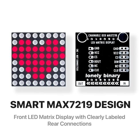 Lonely Binary 3-Pack 8x8 LED Matrix MAX7219 3-Color لـ Arduino وESP32 | وحدات حمراء وخضراء وزرقاء + حافظات مطبوعة ثلاثية الأبعاد؛ SPI 5-pin، متتالي؛ سطوع 16 مستوى؛ بيكو، STM32؛ تمرير النص والألعاب in Kuwait