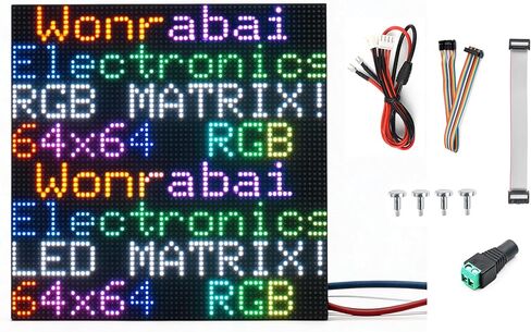 لوحة مصفوفة LED كاملة الألوان 64 × 64 4096 RGB، مسافة 2.5 مم 64 × 64 بكسل، سطوع قابل للتعديل، متوافقة مع Raspberry Pi 5/4B/3B/Zero W/Zero 2W/Pico W/Pico 2W، ESP32 / Ardui، إلخ. in Kuwait