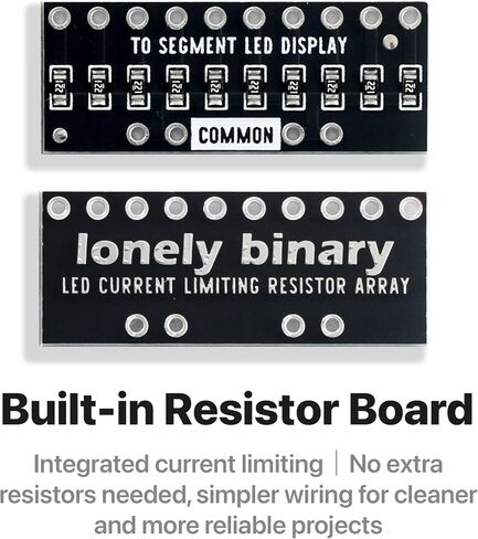 LONELY BINARY 12-Pack 10-Segment LED Bar Graph 6-Color Resistor PCB Case | 2x لكل منها: أحمر، أصفر، أبيض، أخضر، أزرق، متعدد الألوان؛ مقاومات مدمجة للحد من التيار، بدون أسلاك؛ 2.54 ملم؛ اردوينو، ESP32 in Kuwait