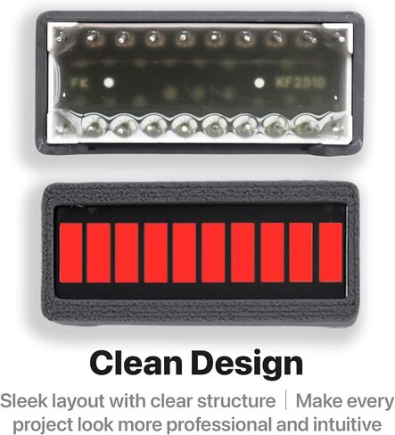 LONELY BINARY 12-Pack 10-Segment LED Bar Graph 6-Color Resistor PCB Case | 2x لكل منها: أحمر، أصفر، أبيض، أخضر، أزرق، متعدد الألوان؛ مقاومات مدمجة للحد من التيار، بدون أسلاك؛ 2.54 ملم؛ اردوينو، ESP32 in Kuwait