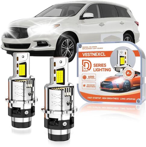 D2S HID Bulbs Fit for Acura 2004-2014 TL SX, 2007-2015 DX RDX,1999-2015 RL, 2010-2013 ZDX （Low Beam) 30000LM 6000K White, 30 Chips, Xenon HID Light Replacement, 800% Brightness, Pack of 2 in Kuwait