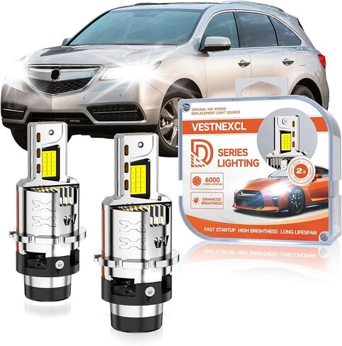 D2S HID Bulbs Fit for Acura 2004-2014 TL SX, 2007-2015 DX RDX,1999-2015 RL, 2010-2013 ZDX （Low Beam) 30000LM 6000K White, 30 Chips, Xenon HID Light Replacement, 800% Brightness, Pack of 2 in Kuwait