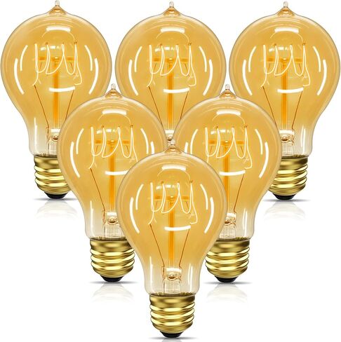 Edison Bulbs 40W, Vintage A19 Antique Incandescent Light, E26 Dimmable Decorative, Warm White 2700K, 110-130V, 6 Pack in Kuwait