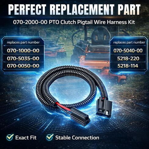 070-2000-00 PTO Clutch Pigtail Wire Harness Kit for Bad Boy Mower | Rugged corrugated loom,Weather & abrasion resistant,Fully enclosed wiring,Plug-and-play swap,Hassle-free install in Kuwait