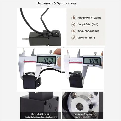 28mm NEMA 11 Stepper Motor Permanent Magnet Brake DC 24V 0.2N.m | Power Off Braking, 5mm Shaft Diameter, 28x28mm Square Flange, 2.0W Power in Saudi Arabia