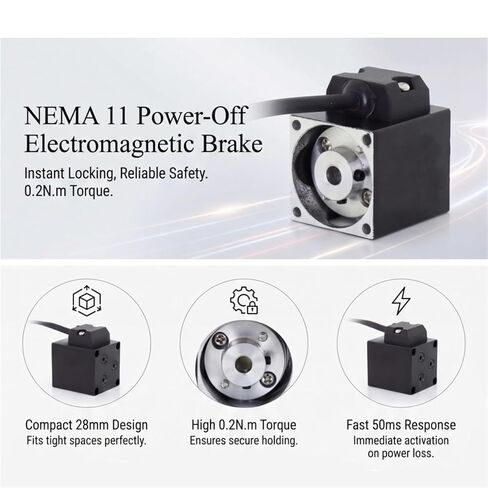 28mm NEMA 11 Stepper Motor Permanent Magnet Brake DC 24V 0.2N.m | Power Off Braking, 5mm Shaft Diameter, 28x28mm Square Flange, 2.0W Power in Saudi Arabia