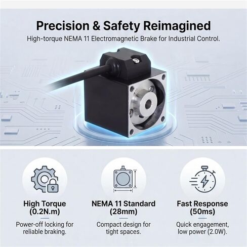 28mm NEMA 11 Stepper Motor Permanent Magnet Brake DC 24V 0.2N.m | Power Off Braking, 5mm Shaft Diameter, 28x28mm Square Flange, 2.0W Power in Saudi Arabia
