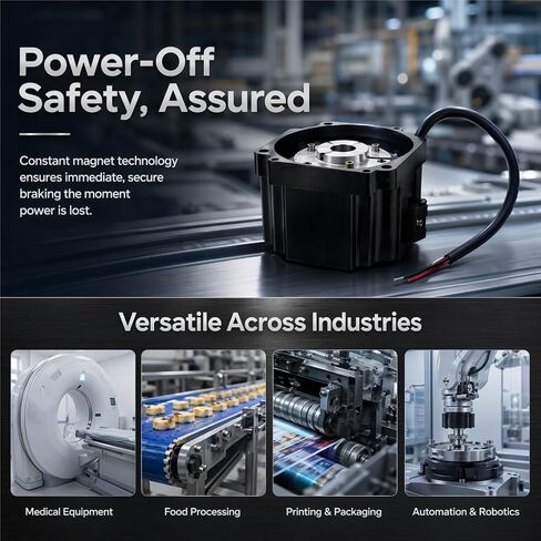24V Permanent Magnet Power Off Brake for 60mm NEMA 24 Stepper Motor | 4.8W, 2.5 N·m, 8mm Shaft Hole, 60mm NEMA 24 Motor, Emergency Power Loss Stop, Automation Equipment in Saudi Arabia