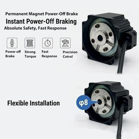 24V Permanent Magnet Power Off Brake for 60mm NEMA 24 Stepper Motor | 4.8W, 2.5 N·m, 8mm Shaft Hole, 60mm NEMA 24 Motor, Emergency Power Loss Stop, Automation Equipment in Saudi Arabia