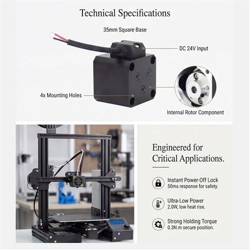 35mm NEMA14 Stepper Motor Power Off Brake DC 24V 0.3N.m | Permanent Magnet Brake, 5mm Shaft Diameter, 35x35mm Square Flange, 2.0W Power in Saudi Arabia