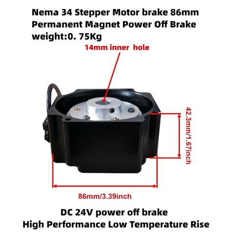 86mm Permanent Magnet Power Off Brake for NEMA34 Stepper Motor 24V DC 6.5N·m | 14mm Shaft Diameter, 86x86mm Frame, 5W Power, Fail Safe Braking, 86mm Stepper Motor, Emergency Braking in Saudi Arabia