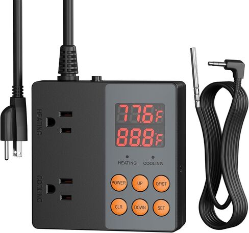 BN-LINK Digital Temperature Controller Thermostat Outlet with Heating Cooling Mode, 2-Stage Outlet Thermostat Controller Plug for Reptiles Aquarium Carboy Homebrew Breeding Fermenter Seed Germination in Saudi Arabia