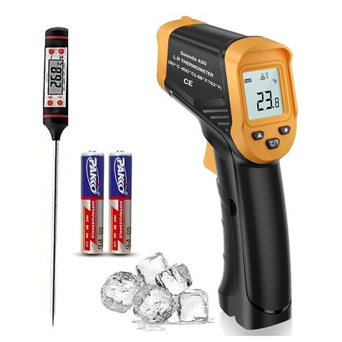 Infrared Thermometer, Digital Laser Temperature Meter -37°F~932°F (-32°C~400°C) IR Temperature Gun (Not for Humans) Ideal for Cooking, Frying, Kitchen, Barbecue, Meat, Sugar, Freezer in Kuwait
