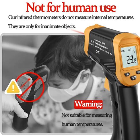 Infrared Thermometer, Digital Laser Temperature Meter -37°F~932°F (-32°C~400°C) IR Temperature Gun (Not for Humans) Ideal for Cooking, Frying, Kitchen, Barbecue, Meat, Sugar, Freezer in Kuwait