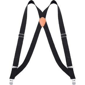 Buyless Fashion Trucker Suspenders for Men - 48" Elastic Adjustable Straps 1 1/4" - X Back