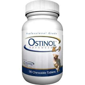 Ostinol Advanced K-9. Dogs Bone & Joint Supplement. Stem Cell Activation Certified. Bio Active Protein Complex for Maintaining Mobility and Joint Function. 90 Chewable Bone-Shaped Tablets