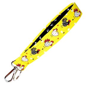 Cute Chickens on Yellow Key Fob - Chicks Keychain - Yellow Key Chain Gift - 1 x 6 Inch Loop - Purse or Wallet Strap - Handmade by Green Acorn Kitchen