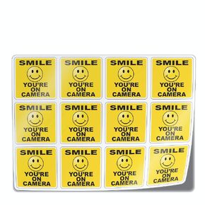 Mini 1" Smile You're on Camera Sticker Decals for Lyft Uber Dashcams - 12 Stickers (1" each) by Flippin Stickers