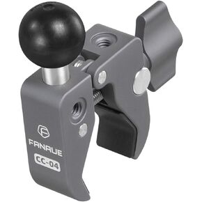 FANAUE Aluminum Alloy Handlebar Clamp Mount Base with 20mm Ball Head Adapter for Rails 0.5'' to 2'' Diameter Compatible with 20mm Ball Double Socket Arm & Bike Motorcycle Phone Holder