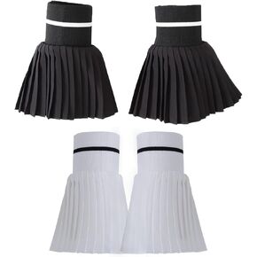 2 Pairs Wrist Cuffs for Women's Fashion Pleated Horn Cuff Detachable Shirt Fake Sleeve Cuffs Sunscreen Decorated Accessories Black and White