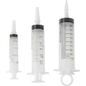 RLECS 3IN1 Plastic Syringe Liquid Measuring Syringe with Measurement 20ml 60ml 100ml No Needle for Refilling and Measuring Liquids, Feeding Pets