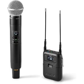 Shure SLXD25/SM58 Portable Digital Wireless System with SLXD2 Handheld Transmitter with SM58 legendary Cardioid Dynamic Vocal Microphone and SLXD5 Single-Channel Receiver | J52 Band (558-616 MHz)