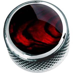 Dome Knob - RED Abalone ON Chrome, KCD-0011