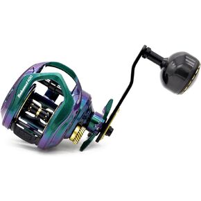 Bahamut 400 Baitcaster Reels, Large Capacity for Jigging, 10+1 Stainless Steel Bearings, 35 LBs Drag, 4.5in Long Power Handle, Carbon Fiber Frame and Side Covers, Baitcasting Fishing Reel
